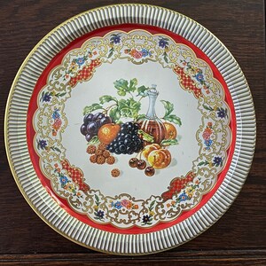 Vintage Daher Decorated Ware, Daher Tin Tray, Daher Serving Tray, Vintage Fruit and Wine Tray, Vintage Daher Fruit Tray, Daher England