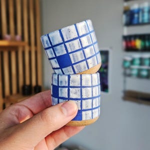 Ceramic Espresso Shot Cup - Handmade Pottery, 2oz Tile Mug Blue
