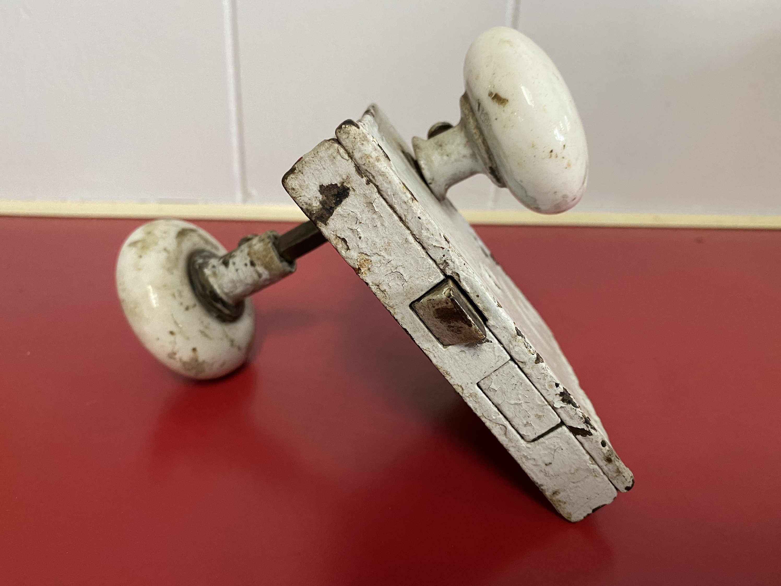 1940s Ceramic/cast Iron Door Knob With Mechanism Etsy