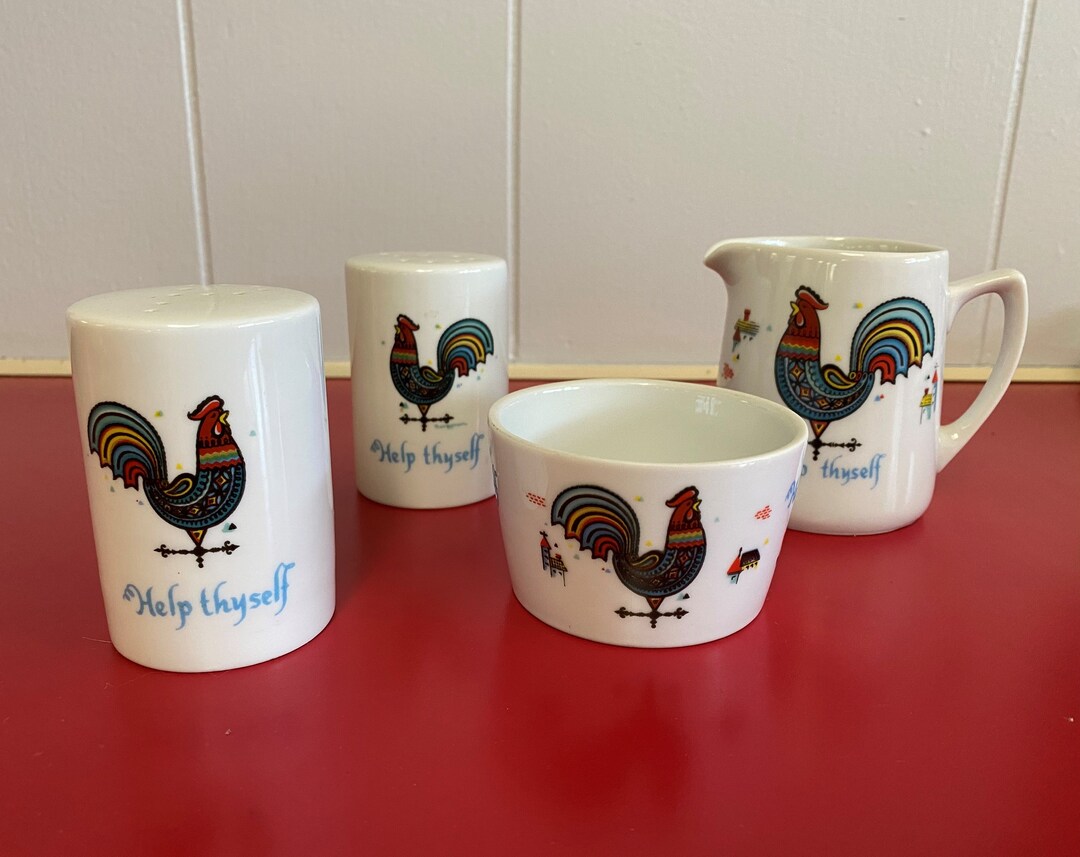 Rooster Sugar Bowl Creamer Salt & Pepper Set Etsy