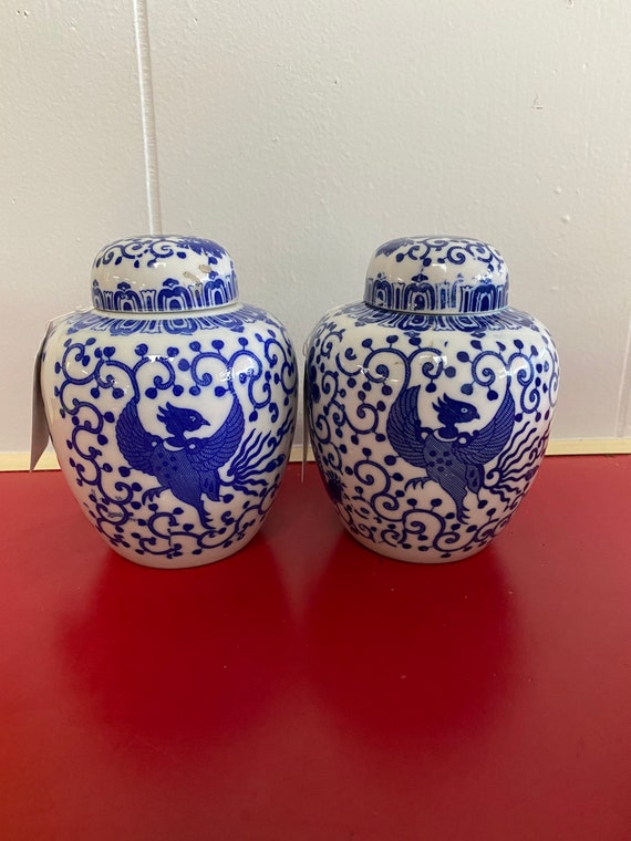Blue & White Porcelain Ginger Jar - Phoenix In Clouds Blue & White Porcelain Ginger Jar - Phoenix In Clouds