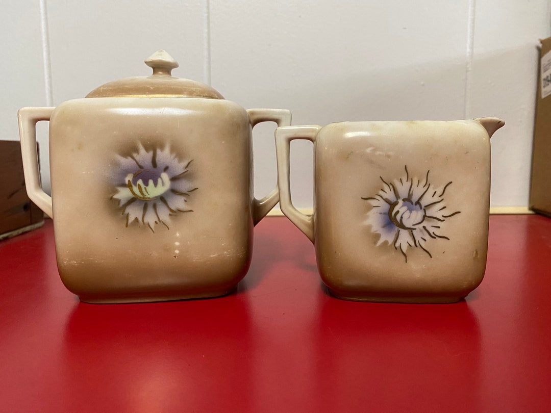 Hand Painted Sugar Bowl and Creamer Set, Made in Germany - Etsy