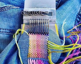 Métier à repriser Speedweve - Kit de métier à tisser à crochets 10-42 avec fil à broder 24 couleurs pour les débutants Réparer rapidement les trous de réparation des jeans