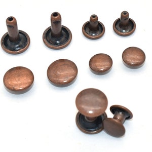 Metal Double Cap Leather Rivets - Bronze 2 Size Metal Rapid Rivet Studs for Leather Craft Clothes/Shoes/Bags/Belts Repair Decoration