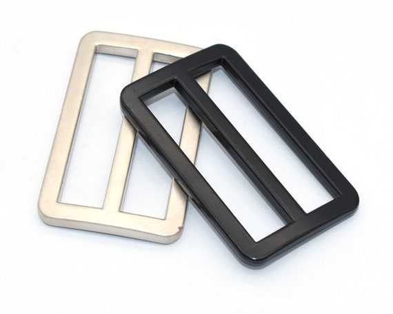 Silver Metal Belt Buckle Double Bar Buckle 37mm Adjuster Buckle