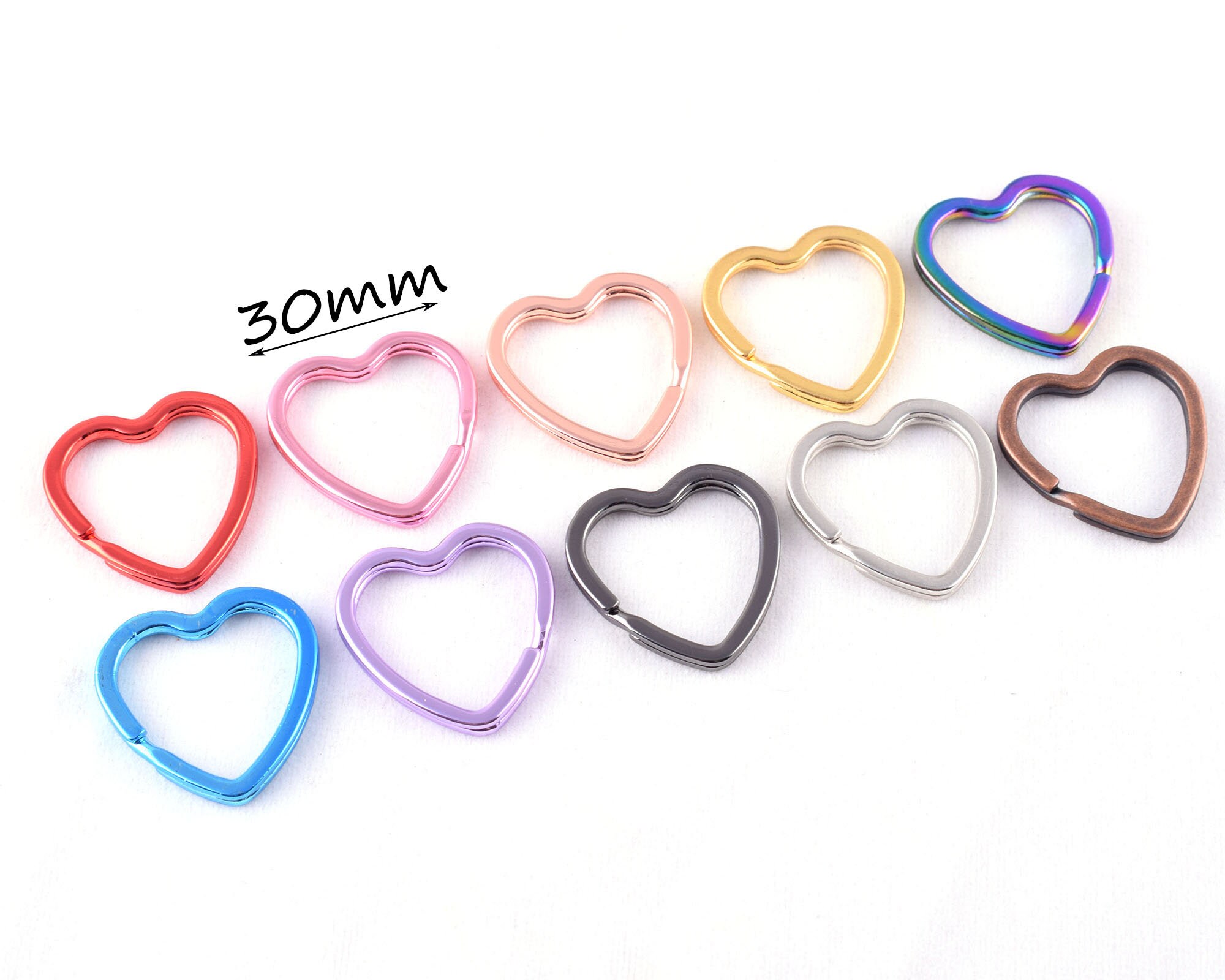 30mm Heart Shape Key Ring Colorful Split Ring 10 Color Jump Ring ...