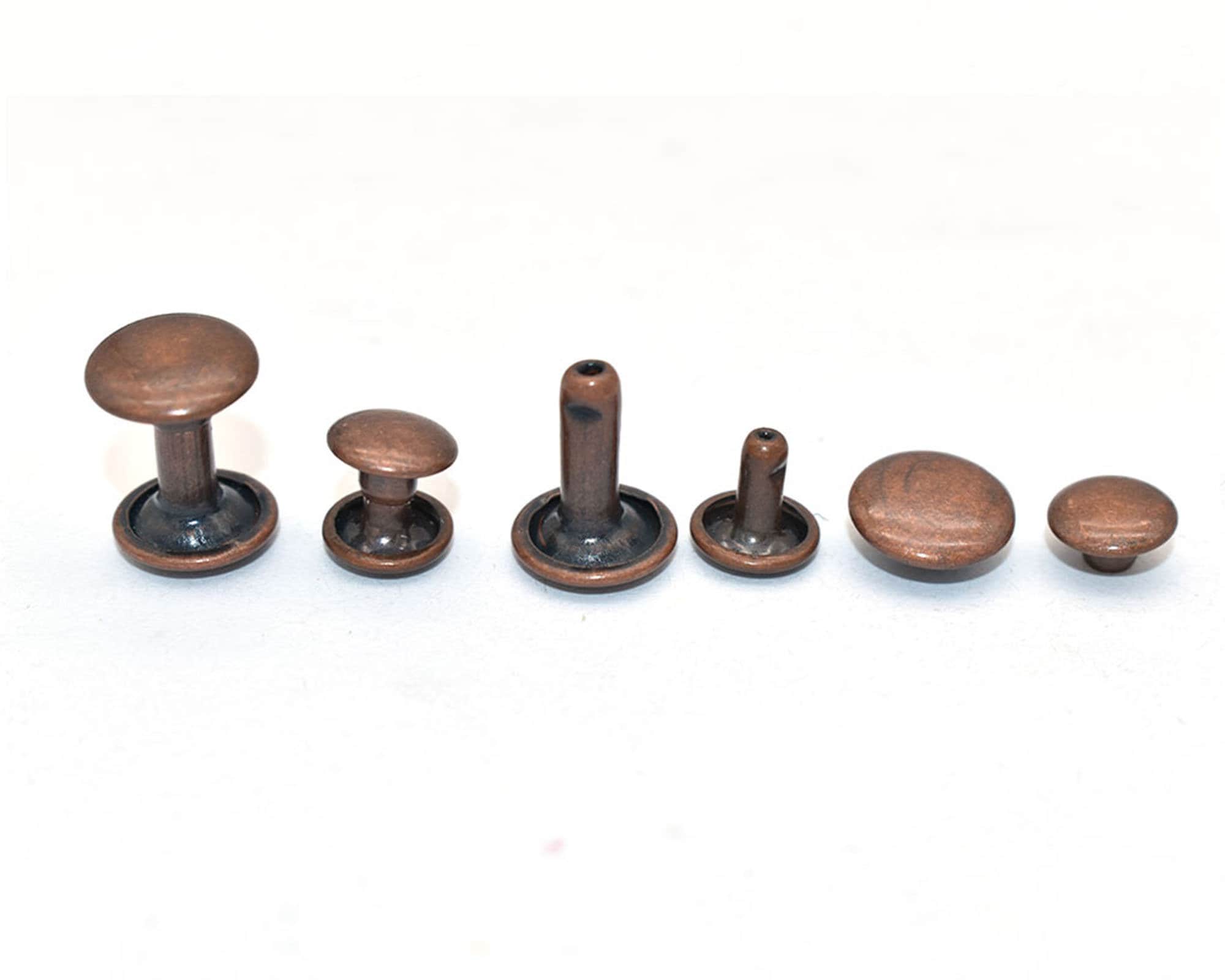 Metal Double Cap Leather Rivets - Bronze 2 Size Metal Rapid Rivet Studs ...