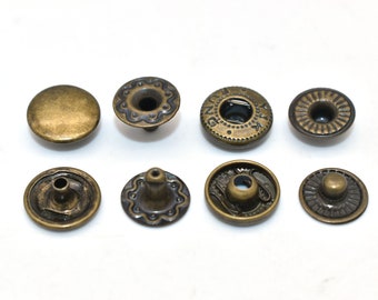 Bronce Snap Buttons Muelle Cierres Studs Snap Buttons Poppers Leatherworking Snap Buttons Metal Snap Fasteners 10mm 20 set