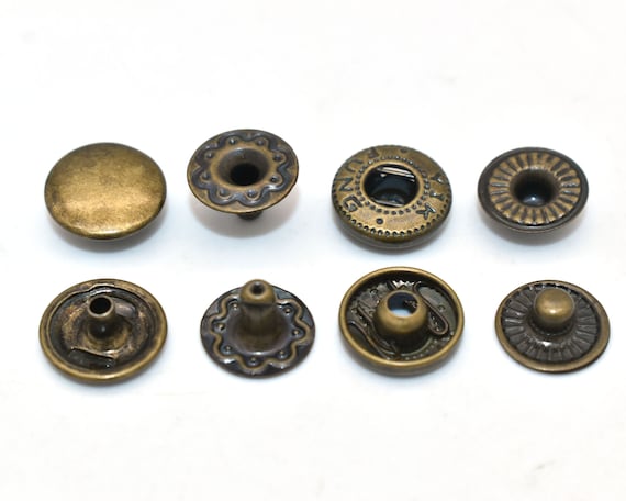 Bronze Snap Buttons Spring Snap Fasteners Studs Snap Buttons Poppers  Leatherworking Snap Buttons Metal Snap Fasteners 10mm 20 Set 