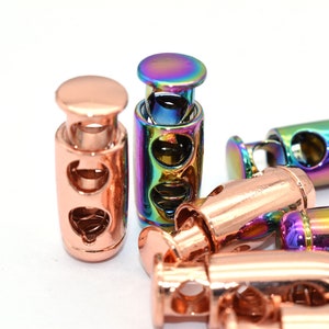 25mm Rainbow Cord Lock Adjuster Elastic Adjuster Cord Lock Stopper Double Hole Round Toggle End toggles for Rope Lock Buckle Purse Closure