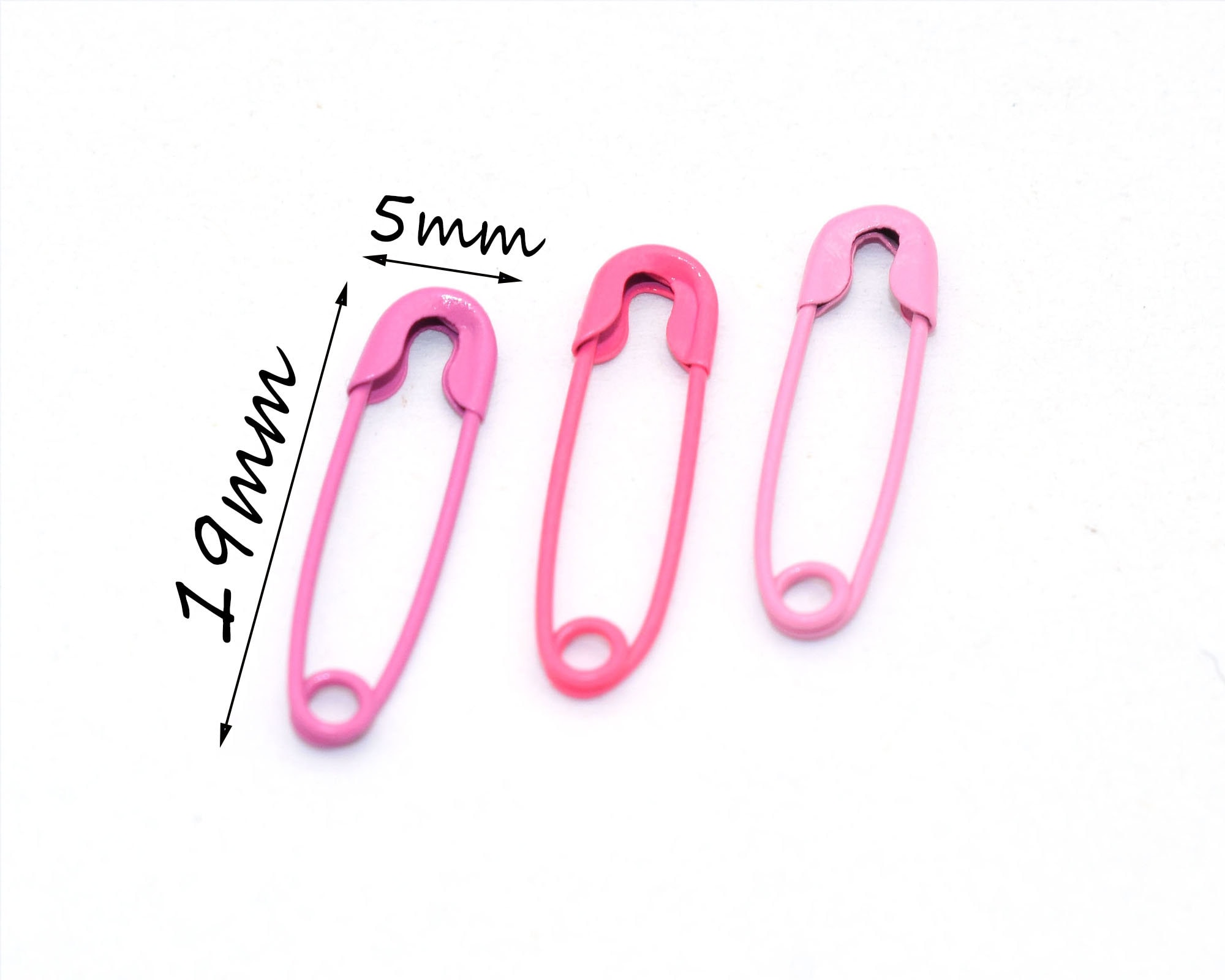 Safety Pins Pink Mini Safety Pins Metal Brooch Pins 19mm Tag - Etsy