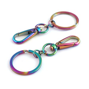 45×10mm Swivel clasp Rainbow with key ring Lanyard Snap Hook Hook Spring Clip Snap Hook Lobster Clasp for Bag Keychain DIY Crafts
