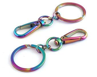 45×10mm Fermoir pivotant Arc-en-ciel avec porte-clés Lanière Snap Hook Crochet Spring Clip Snap Hook Lobster Fermoir pour sac Porte-clés Bricolage Artisanat