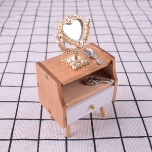 Handmade Mini Doll Dresser Miniature Wooden Table Dollhouse decoration Photo prop Dressing toys Doll Furniture Dollhouse Artisan Gift