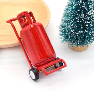 Handmade Mini Gas Tanks with Trolleys Miniature Gas Tanks Model Dollhouse Miniature Accessories For dollhouse Decorations 1 Set