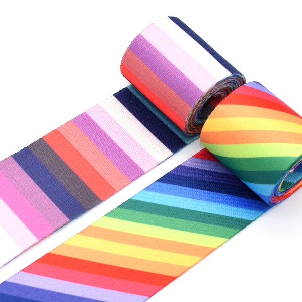 2"Rainbow Ribbons Webbing Belt Polyester Jacquard Ribbons Knapsack Strapping Colorful Webbing Crafts for Garment Textile Sewing Accessories