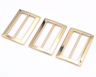 Gold Metal Belt Buckle Double Bar Buckle 38mm Adjuster Buckle Rectangle Purse Buckles for straps Replacement Handbag webbing hardware DIY