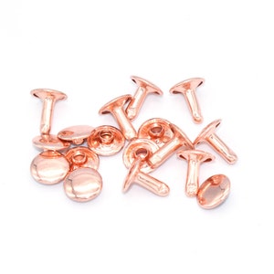 10mm Rose gold Material Double Cap Rivets Studs for Leathercrafts Fastener Snaps Prong Studs rapid rivets 50set