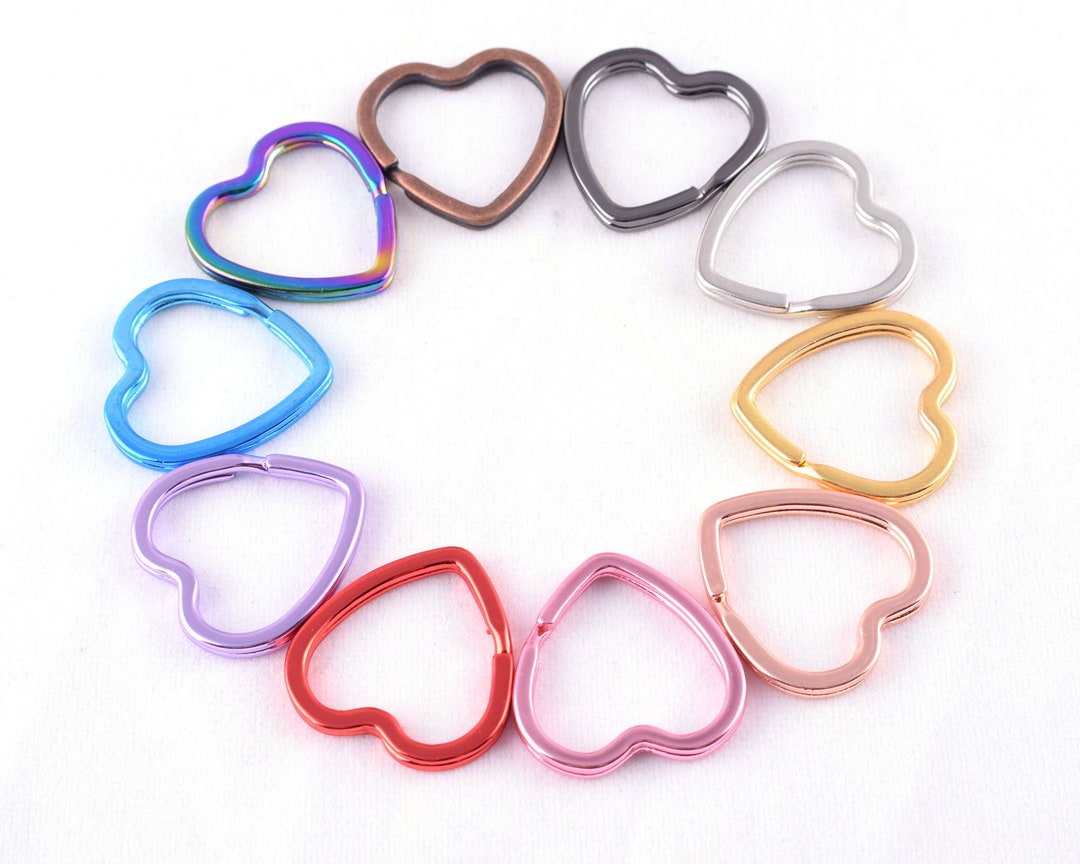 30mm Heart Shape Key Ring Colorful Split Ring 10 Color Jump Ring ...
