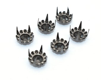 Black Metal Round Dome Nails Claw Studs Nailhead Studs Spikes With 4 Claws Pyramid Claw Studs For Bags Belts Making Leather Craft