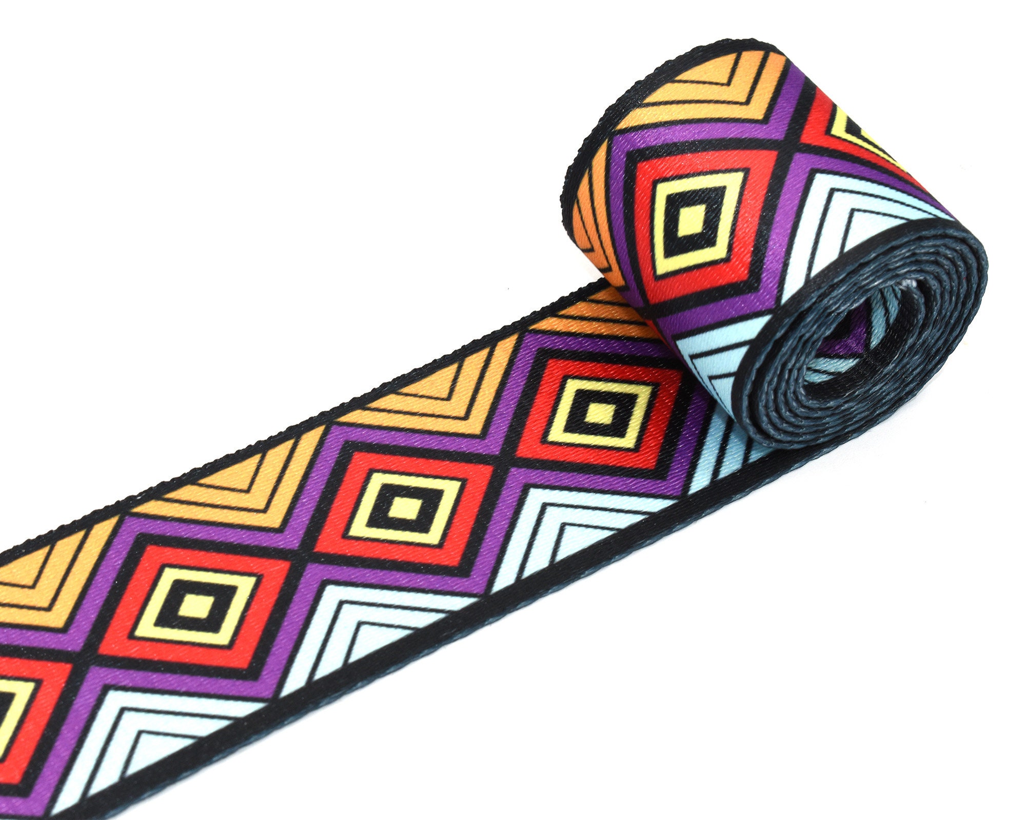 2 Colorful Smooth Ribbons Ethnic Pattern Webbing Etsy UK