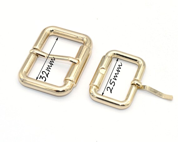 Gold Metal Belt Buckle Double Bar Buckle 32mm Adjuster Buckle Rectangle  Purse Buckles for straps Replacement Handbag webbing - AliExpress