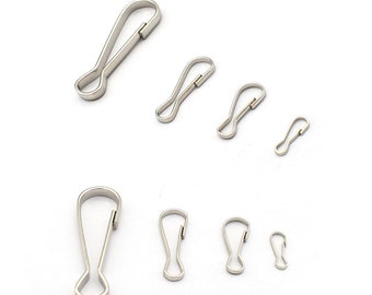 Mini Push Gate Snap Hook Metal Silver Craft Clip Spring Hook Quick Link Clips Keychain Jewelry for Bag Chain key ring ropes
