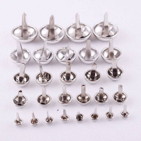 6-20mm Silver Purse Feet Round Dome Handbag Nailheads Brads Spike Prong Studs for Bag Belt Leather Craft Hardware Accessories