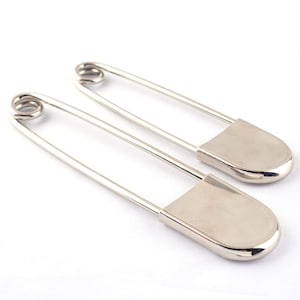 Énormes broches de sécurité Grande épingle de sécurité Grande épingle à linge surdimensionnée Épingle de couverture argent 128mm / 108 pour lartisanat créatif 2pcs image 1