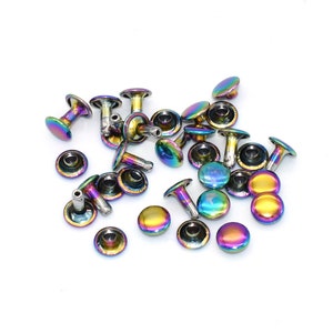7mm Rainbow Material Double Cap Rivets Studs for Leathercrafts Fastener Snaps Prong Studs rapid rivets 50set
