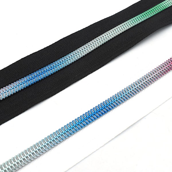Rainbow Size 5 Zipper Tape - Various colors by the yard - Rainbow Nylon Coil Zipper - 1,3,5 Yards