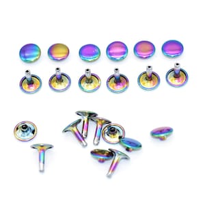 12mm Rainbow Material Double Cap Rivets Studs for Leathercrafts Fastener Snaps Prong Studs rapid rivets 50set