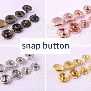 Metal Leather Snap Buttons 10mm Spring Snap Fasteners Kit Press Studs Clothing Snaps Button Clothing Canvas Leather Craft Sewing 20/50 sets