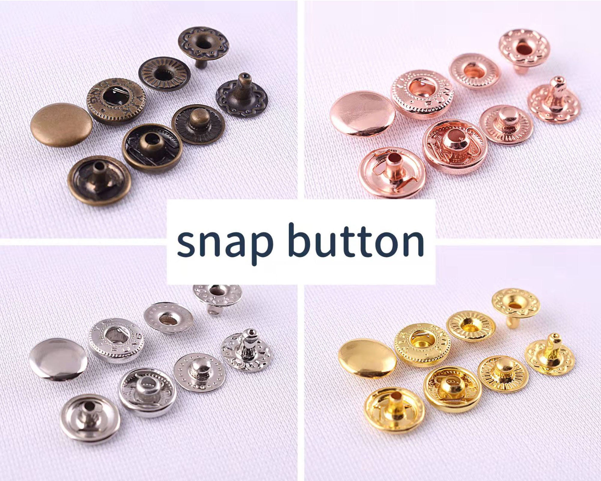 Metal Leather Snap Buttons 10mm Spring Snap Fasteners Kit -  UK