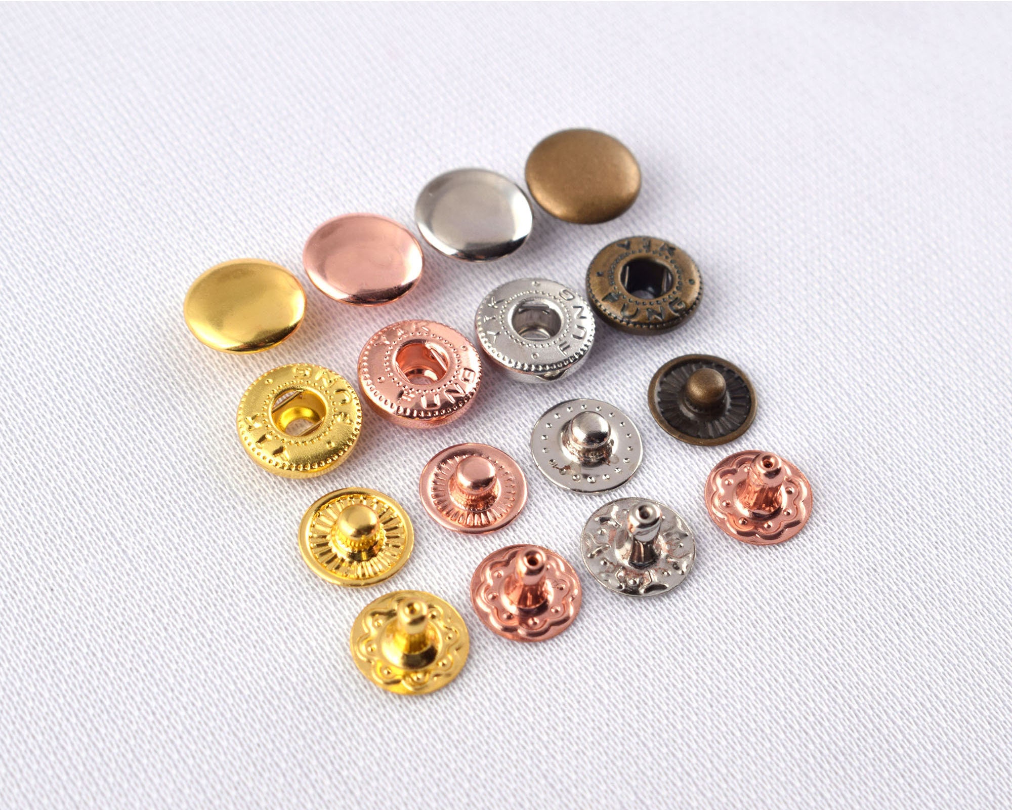 10 mm VT2 Round Metal Fashion Snap Buttons (100 Sets / 700 Sets