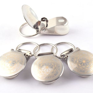 16mm Silver Lotus Pattern Pacifier Clip Round Metal Dummy Snap Suspender Fastener Sewing Clip Dummy Clip For Sewing Clothes DIY 12pcs