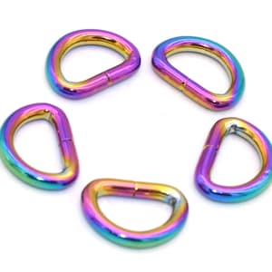 13mm Rainbow D Ring Connector Loop D bag Clasp Connector Buckle D Circles Belt Strap Buckles For Handbag Purse hardware - 10pcs