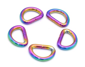 13mm Rainbow D Ring Connector Loop D bag Clasp Connector Buckle D Circles Belt Strap Buckles For Handbag Purse hardware - 10pcs