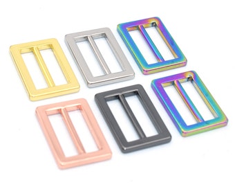 20mm Rainbow Metal Belt Buckle Double Bar Buckle Adjuster Buckle Rectangle Purse Buckles for straps Replacement Handbag webbing hardware DIY