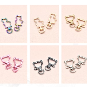 Cat Shape Swivel Clasp Cat Lobster Claw Snap Lanyard Snap Hook for Purse Hardware Supplies 10pcs in two options