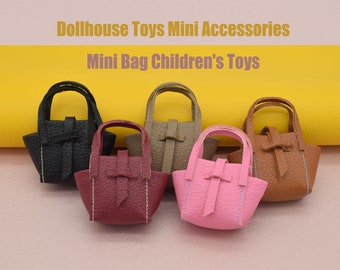 Handmade Miniature Toy Bag Mini Handbags Dollhouse Toys Leather Bag Mini Fashions Doll Accessories Dollhouse Decor Parenting Christmas Gifts