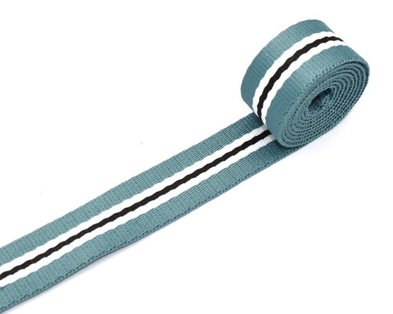 Stripe Webbing: Teal and White Stripe Webbing: Teal and White