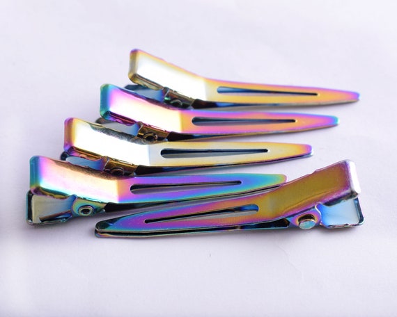 50 Fermagli Per Capelli A Clip Alligatore Metallo Curvo 45 Mm, Argentati - Foto 3