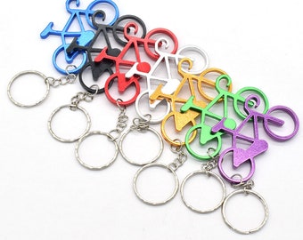 1" Key Ring with metal bike key chain 7 color Bottle Opener Keychain for Decoration or gifts 2pcs