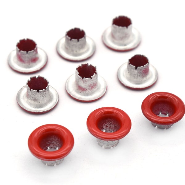 Red Eyelet Grommets 4mm Grommet Eyelet Metal Grommet Rivets Purse Accessories for Sewing Shoes Bag Making Hardware Leathercraft Canvas Craft