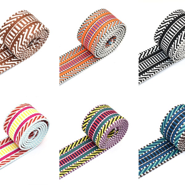 Ethnic Style Ribbons Striped Webbing Belt Purse Strap Webbing Dog Collar Webbing Knit Tape Ribbon Bag Strap Textile Sewing Accessories DIY