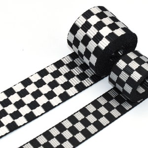 1/1,5&quot; Gurtband Band Schwarz Weiß Bänder kariert Geometrisches Muster Gurtband Accessoires Textil Nähen Accessoires