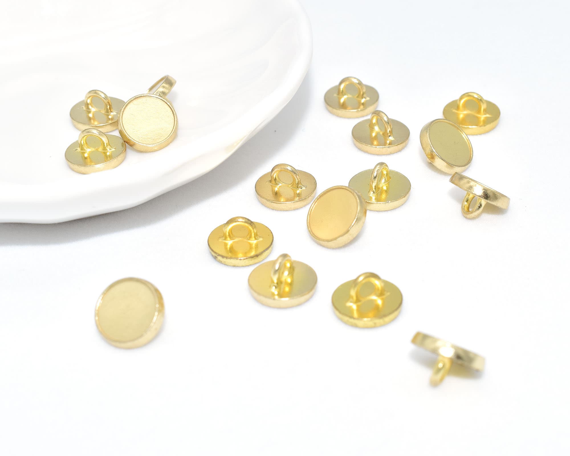Metal Round Flat Button Gold Jacket Buttons Sewing Buttons