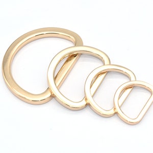 Light Gold Metal D Rings Connector Buckles D Bag Clasp D Loop Connectors D Circles Belt Strap Buckles for Handbag Webbing Purse Hardware