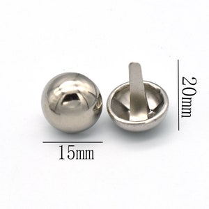 15mm Silver Purse Feet Round Dome Handbag Nailheads Brads Spike Prong Studs for Bag Belt Leather Craft Hardware Accessories 50pcs image 2